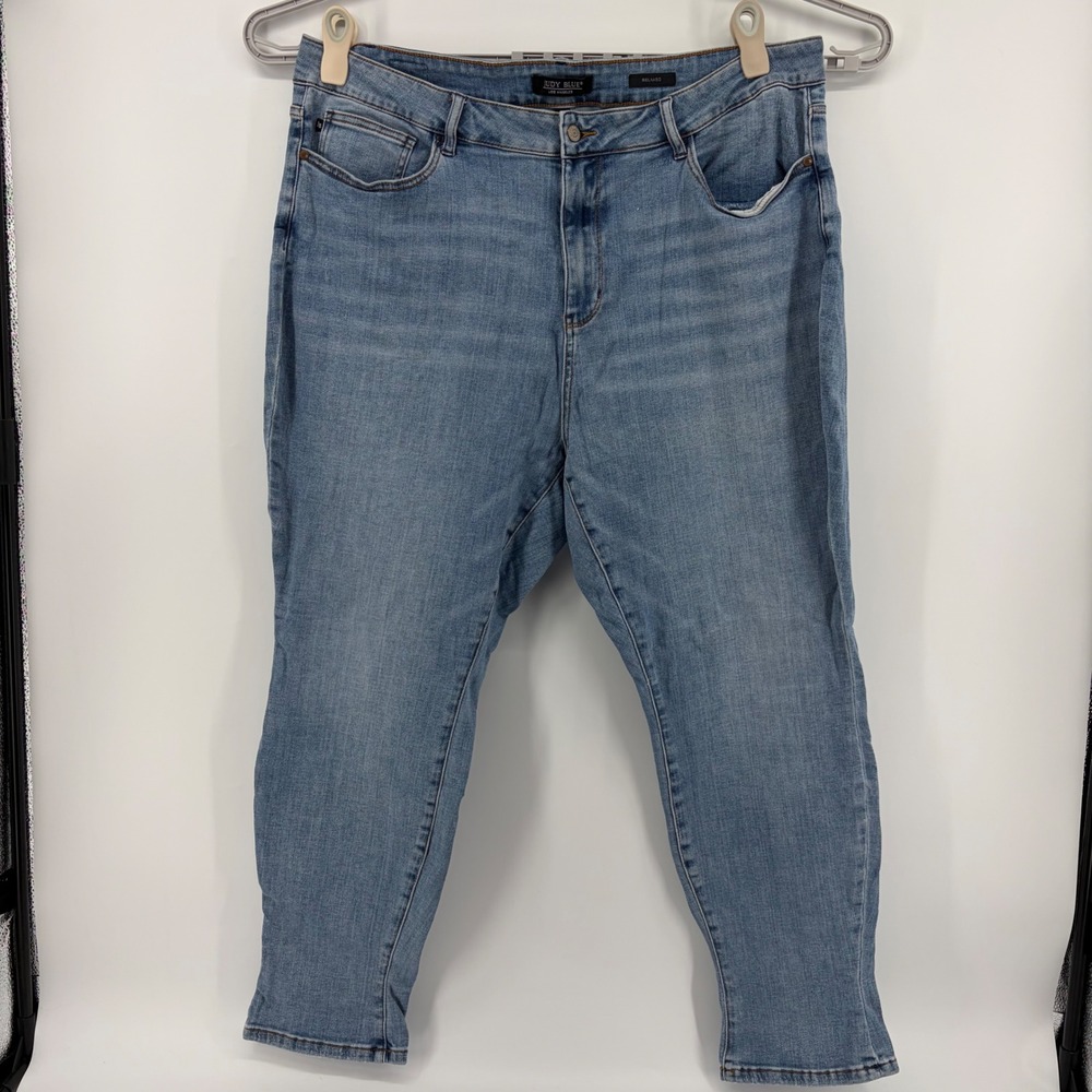 Judy Blue Women 24W Medium Wash Relaxed Fit‎ Jeans Patterned Cuff JB88523
